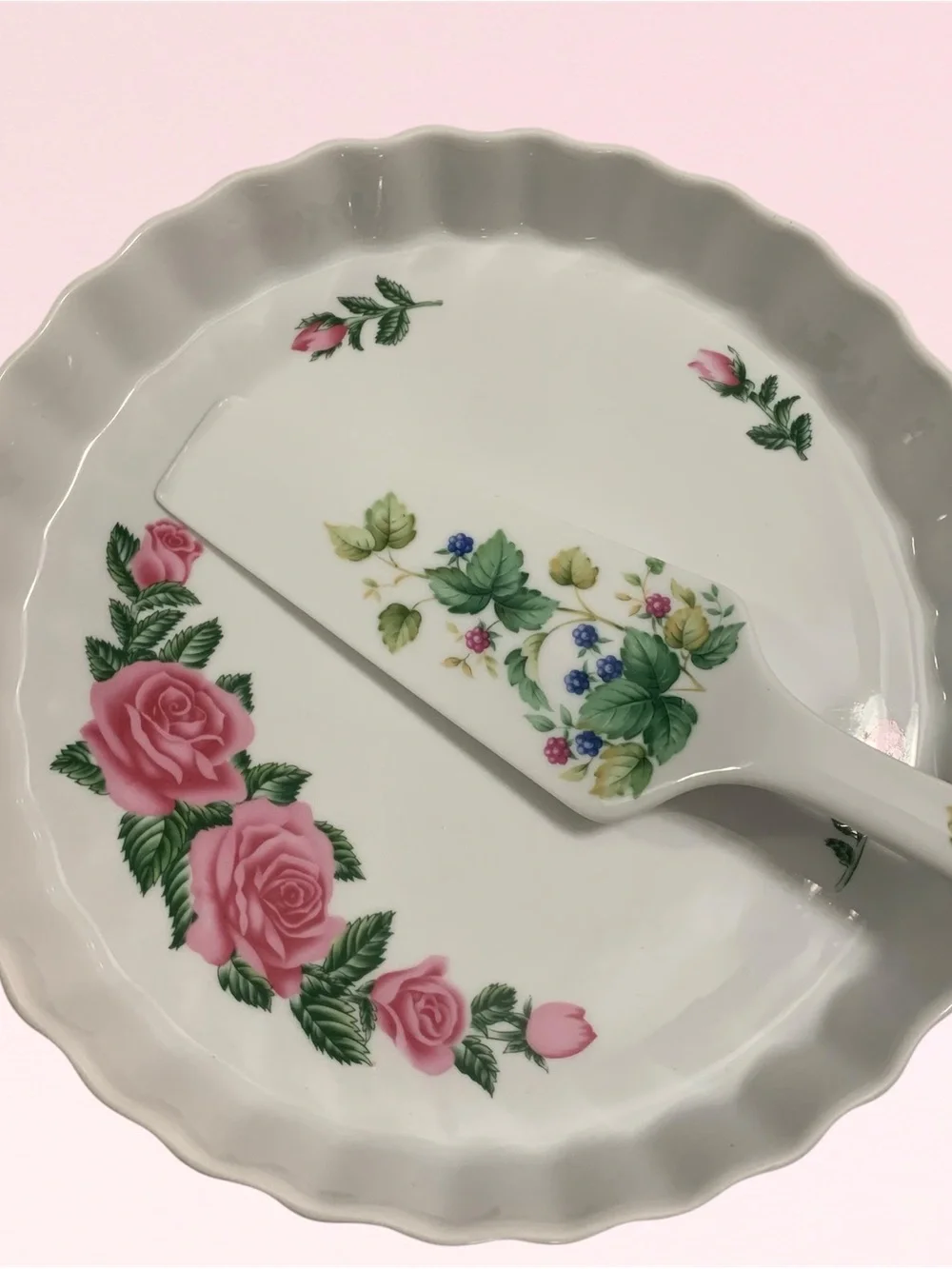Vintage Christineholm plate and Andrea by Sadek porcelain pie server.